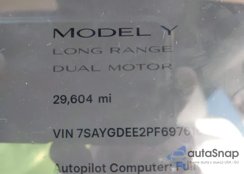 2023 Tesla Model Y Awd/Long Range Dual Motor All-Wheel Drive из США, поврежденный, VIN 7SAYGDEE2PF697616